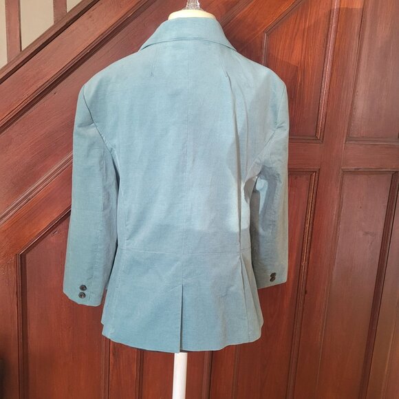 Talbots Womens Blazer 18W Classic One-Button 3/4 Sleeve Blue Cotton & Polyester - Picture 3 of 8